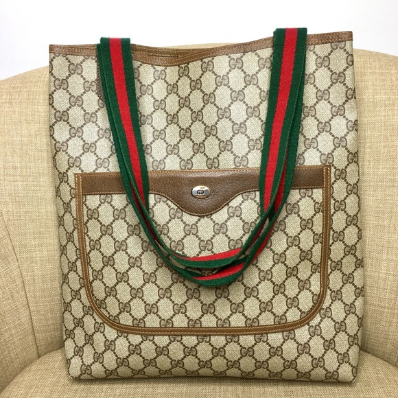 Gucci authentic brown monogram coated canvas tote bag - Picture 3 of 16